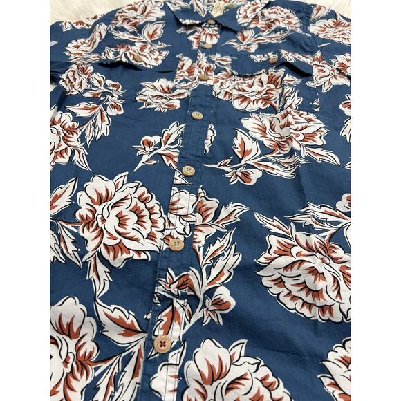 Matilda Jane Boys Blue Floral Hawaiian Button Up Shirt Sz 14 EUC - Picture 2 of 3